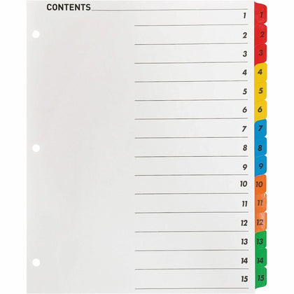 Business Source Quick Index Dividers - 15 Tabs - Multicolor Mylar - 8.5’’ x 11’’ - Divider