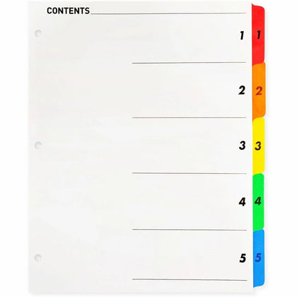 Business Source Quick Index Dividers - 5-Tab Set for Organized Documents - Divider
