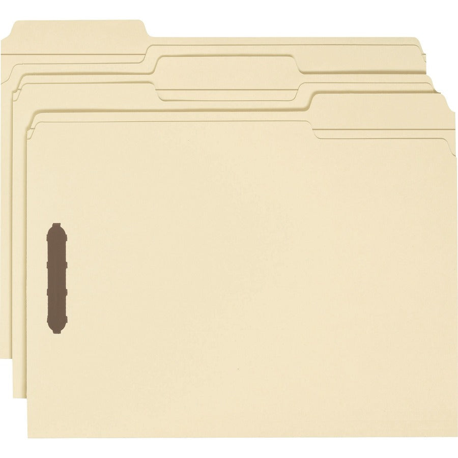 Business Source 1/3 Tab Cut Letter Recycled Fastener Folder - 8 1/2’’ x 11’’ - 2 Fastener(s) - 10% - 50 / Box - Folders