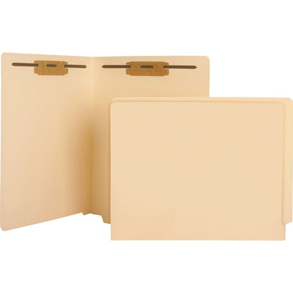 Business Source Recycled Fastener Folder - Letter Size - 2 Fasteners - 50/Box - End Tab Folders