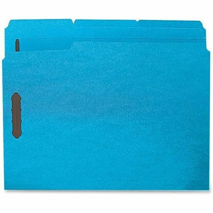 Business Source Recycled Fastener Folders - 3-Tab Letter Size - Blue - 50/Box