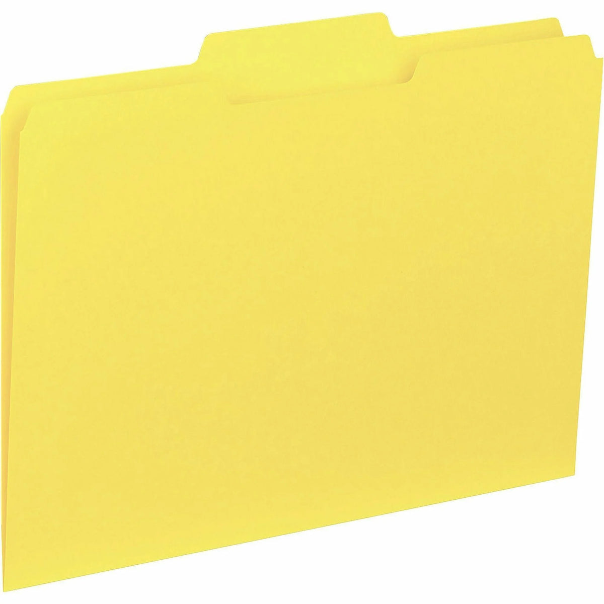 Business Source Recycled File Folders - 1/3 Tab Cut - 8.5’’ x 11’’ - Yellow - 100/Box - Top