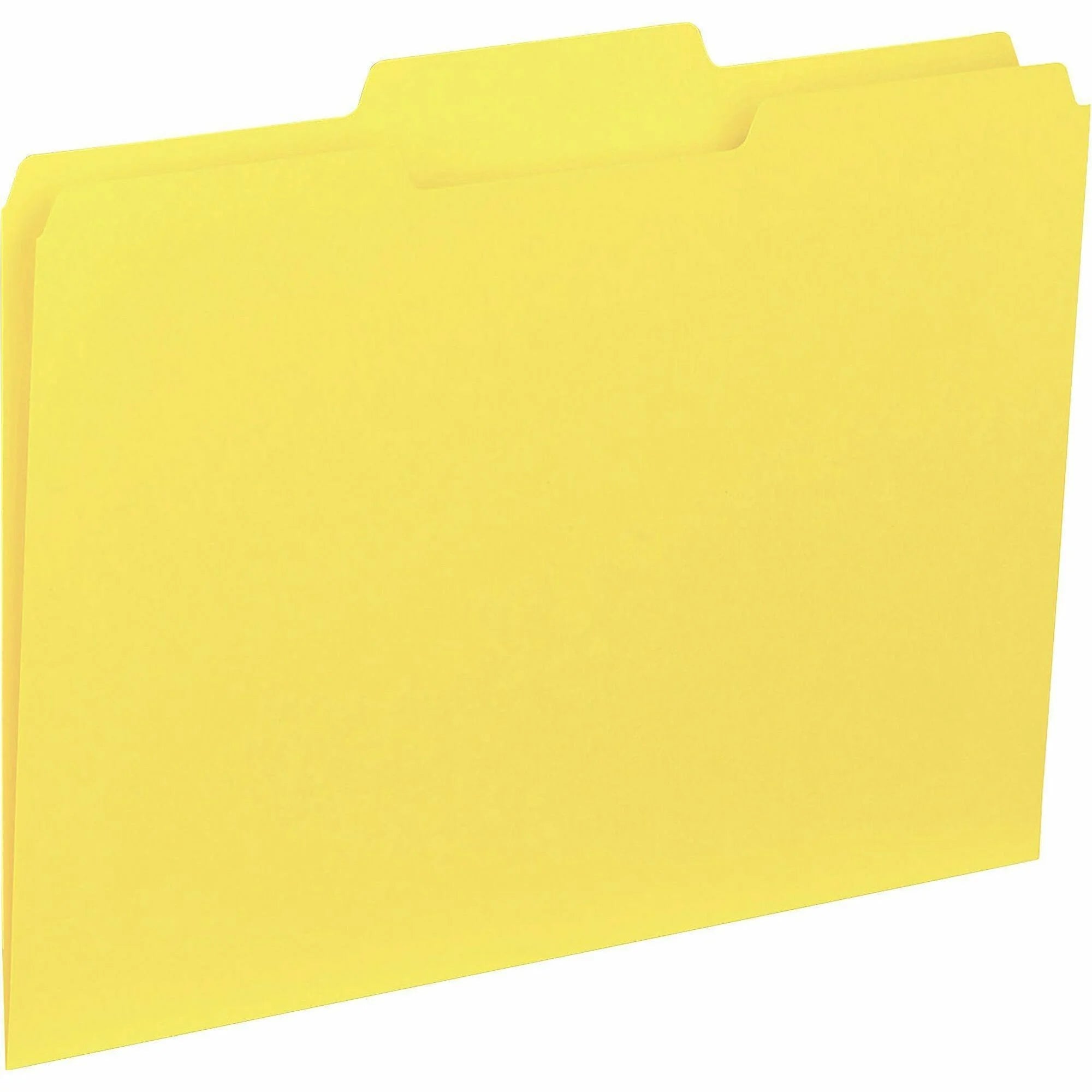 Business Source Recycled File Folders - 1/3 Tab Cut - 8.5’’ x 11’’ - Yellow - 100/Box - Top