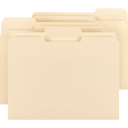 Business Source Recycled File Folders - 8.5’’ x 11’’ - 3/4’’ Expansion - Assorted Tab Position - Top