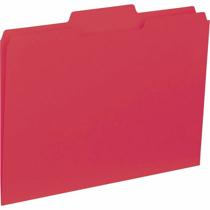Business Source Recycled File Folders - Top Tab 1 Ply Red - 100/Box