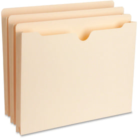 Business Source Straight Tab Cut Letter Recycled File Pocket - 8 1/2’’ x 11’’ - 1’’ Expansion - 11 pt. - Manila