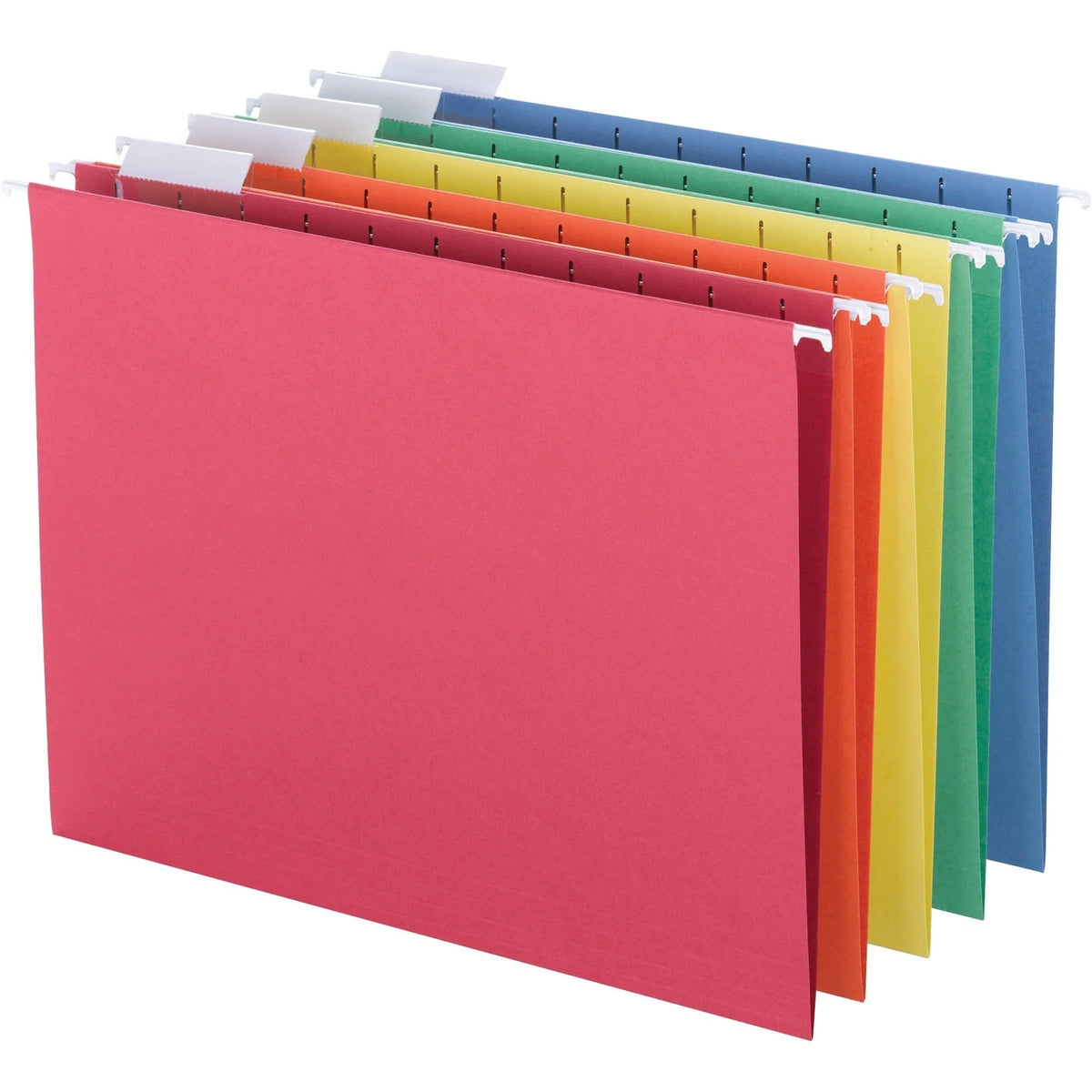 Business Source Recycled Hanging Folders - 1/5 Tab Cut - 8 1/2’’ x 11’’ - Assorted Colors - 25/Box - & Accessories
