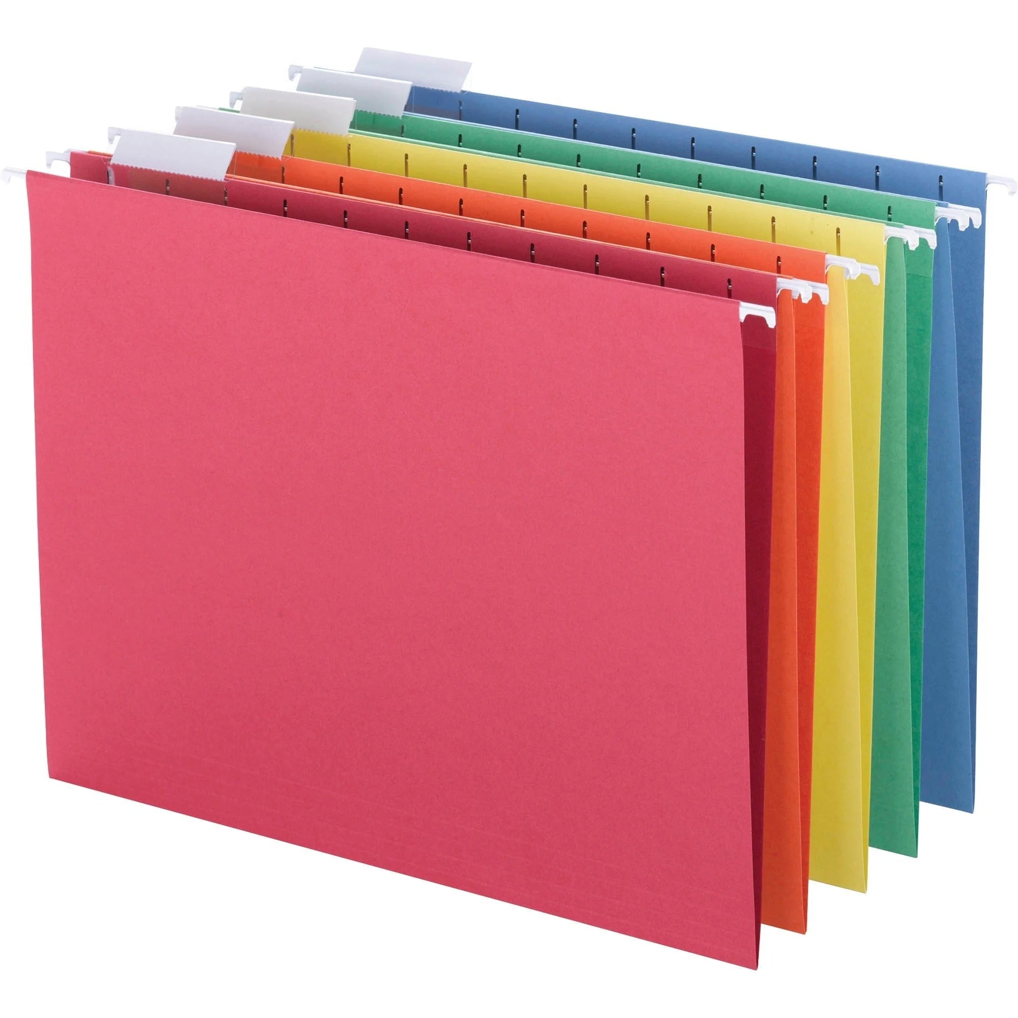 Business Source Recycled Hanging Folders - 1/5 Tab Cut - 8 1/2’’ x 11’’ - Assorted Colors - 25/Box - & Accessories