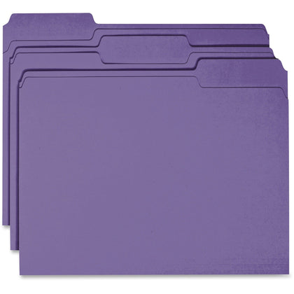 Business Source Recycled Top Tab File Folders - Purple - 100/Box