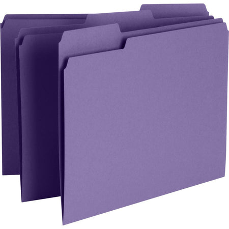 Business Source Recycled Top Tab File Folders - Purple - 100/Box
