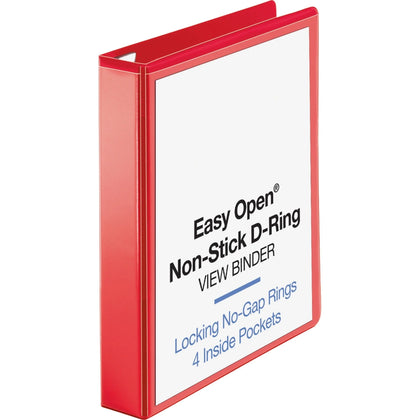 Business Source Red D-Ring Binder - 1.5’’ Capacity - Letter Size - Polypropylene - Non-Stick - 1 Each - Presentation