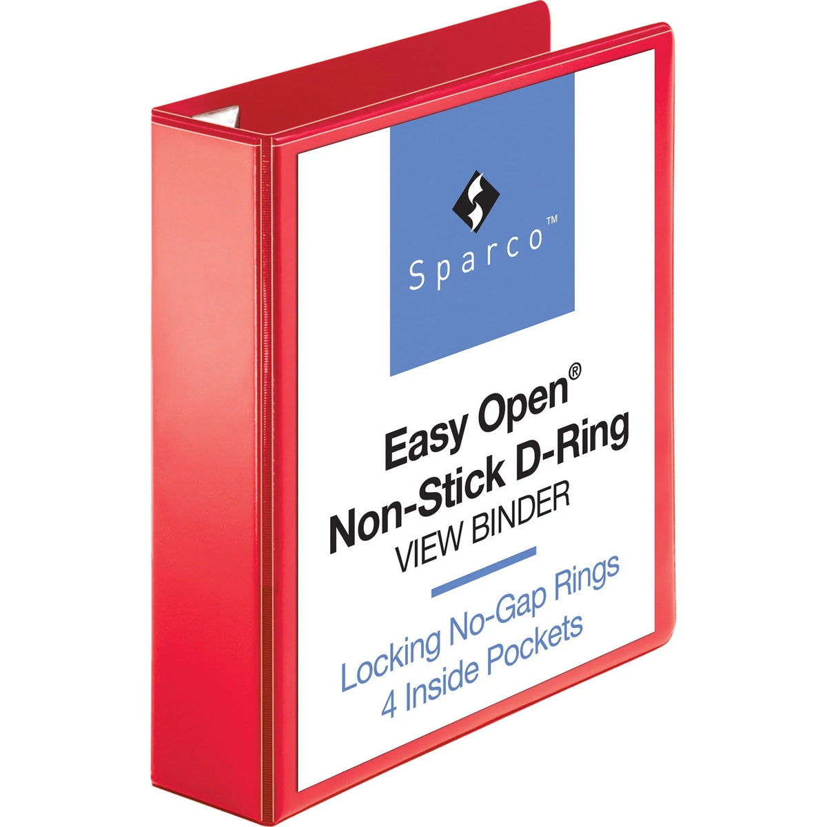 Business Source Red D-Ring Binder: 2’’ Capacity Letter Size 4 Pockets Recycled Polypropylene - Presentation / View