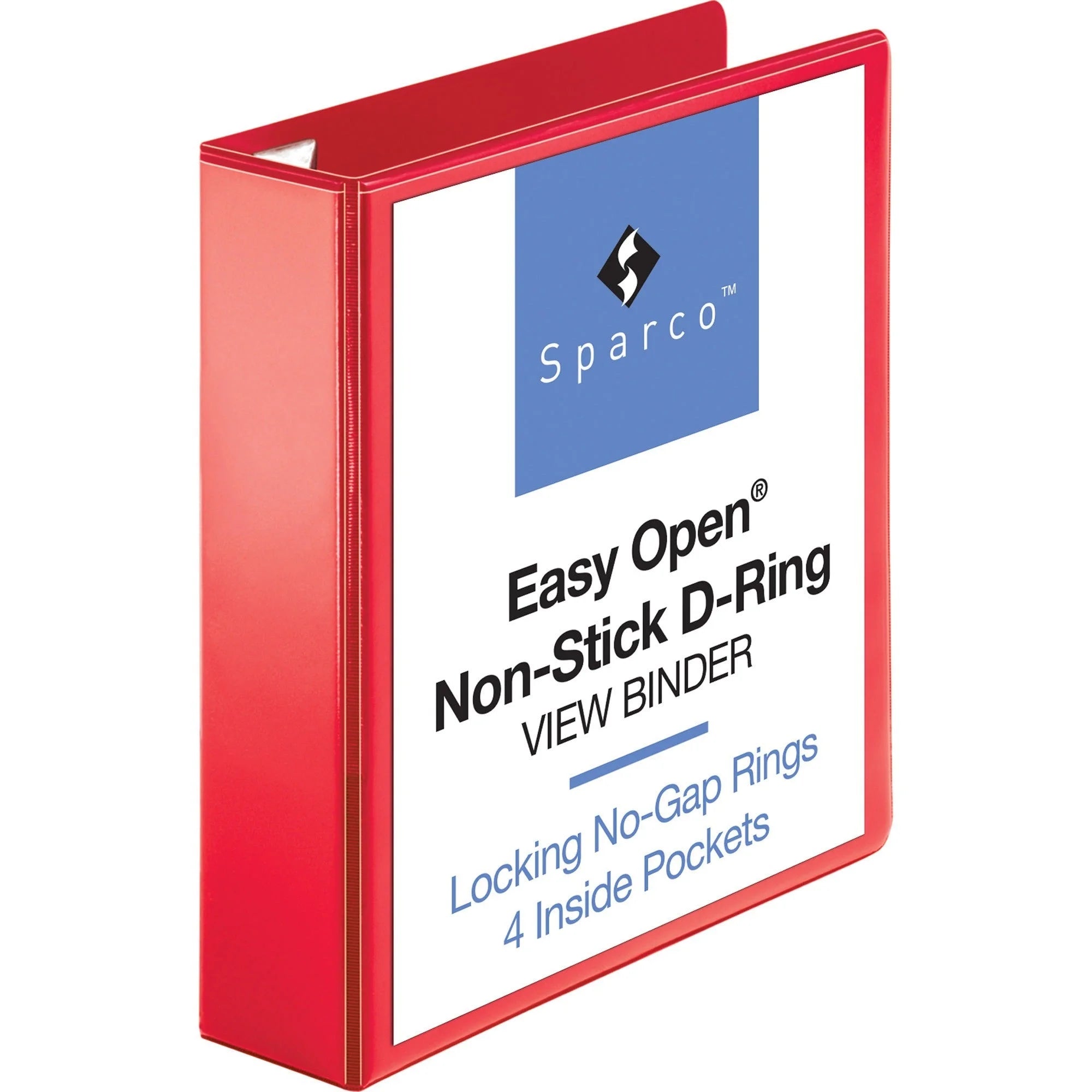 Business Source Red D-Ring Binder: 2’’ Capacity Letter Size 4 Pockets Recycled Polypropylene - Presentation / View
