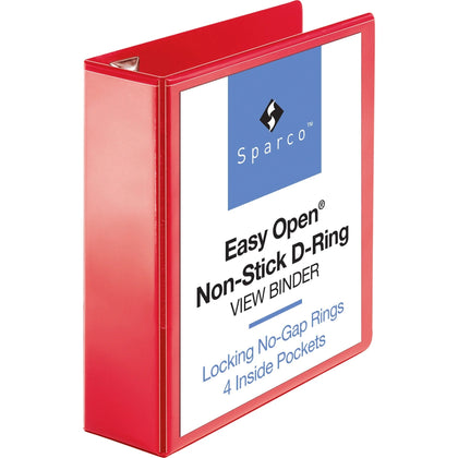 Business Source Red D-Ring Binder - 3’’ Capacity - Letter Size - Polypropylene - Ink-Transfer Resistant - 1 Each