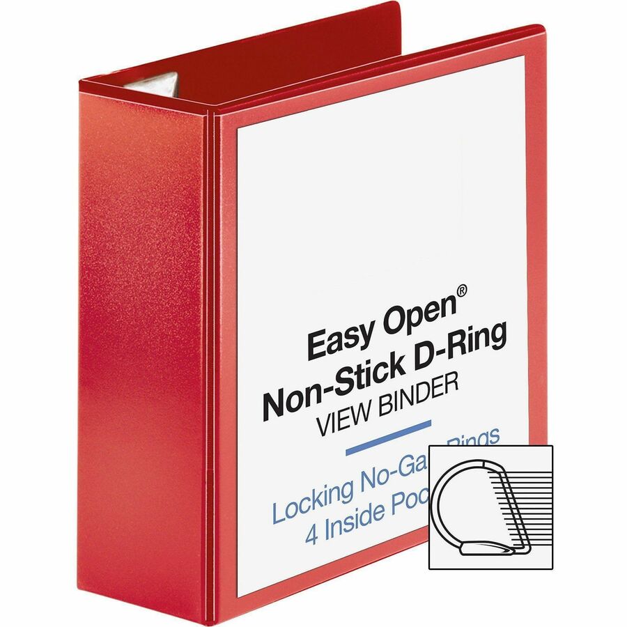 Business Source Red D-ring Binder - Alternate-Image3