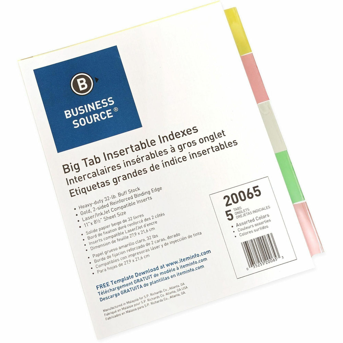 Business Source Reinforced Insertable Tab Indexes - 2000