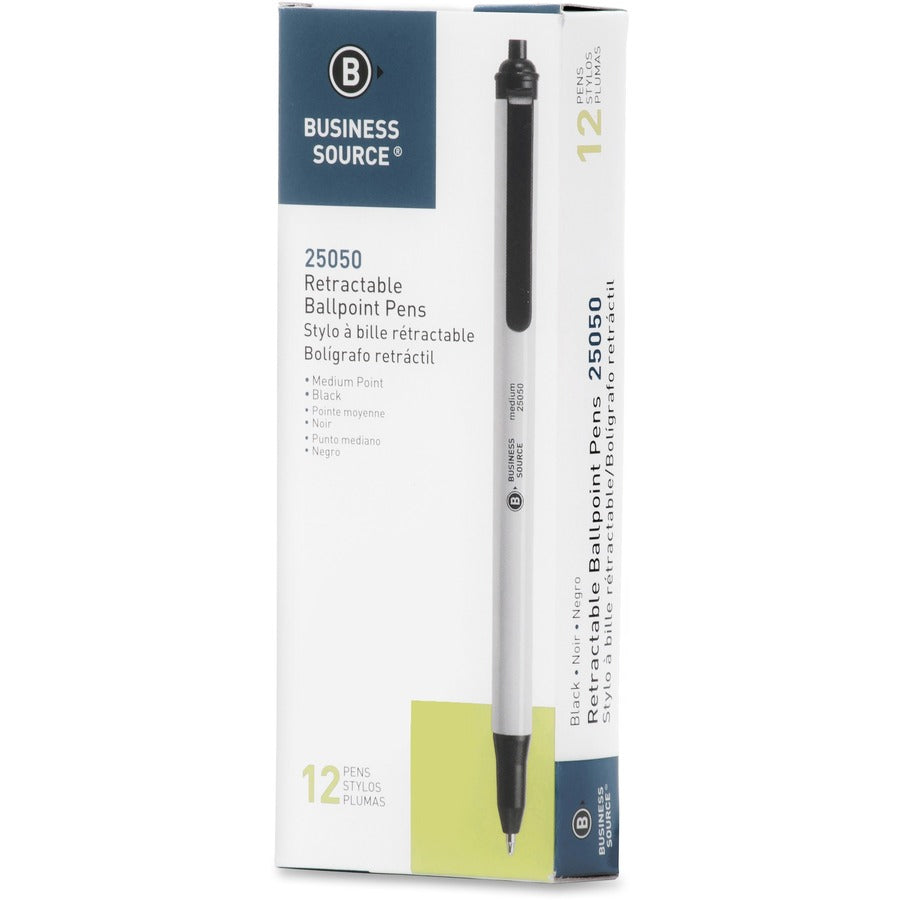 Business Source Retractable Ballpoint Pens - Left