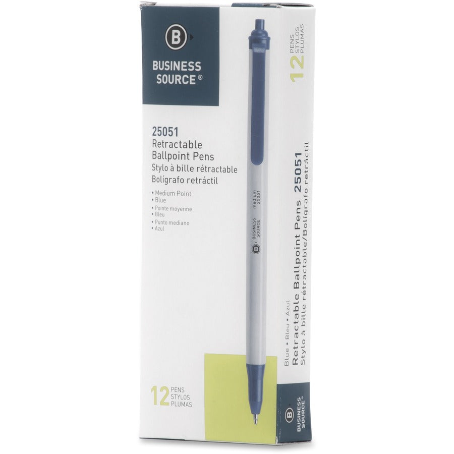 Business Source Retractable Ballpoint Pens - Left