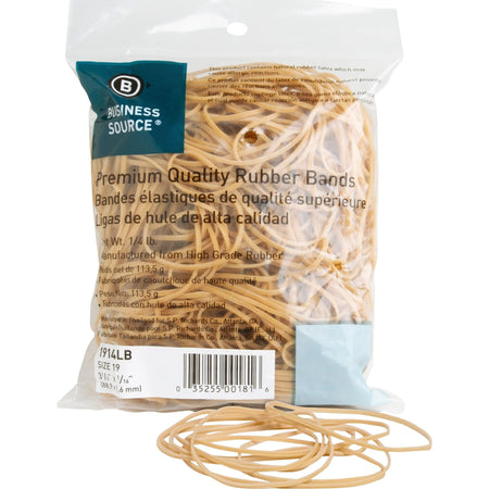 Business Source Rubber Bands: #19 3.5’’ Length x 62 mil Thickness - Natural - 425 / Pack - Plastic/Rubber Bands