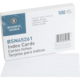 Business Source Ruled Index Cards - 6’’ Width x 4’’ Length - 100 / Pack - & Accessories