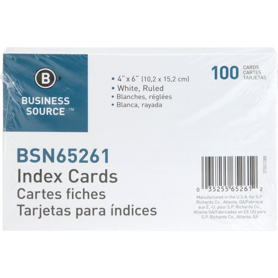 Business Source Ruled Index Cards - 6’’ Width x 4’’ Length - 100 / Pack - & Accessories