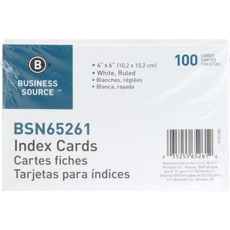 Business Source Ruled Index Cards - 6’’ Width x 4’’ Length - 100 / Pack - & Accessories