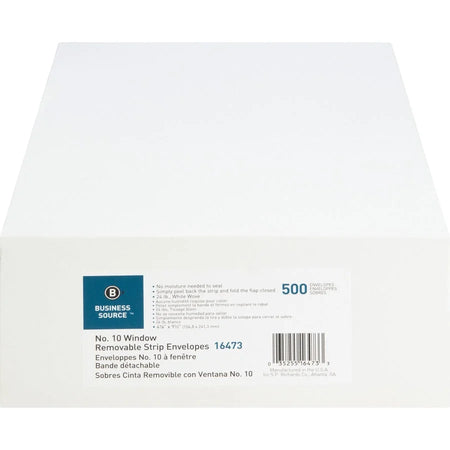 Business Source Security Tint Window Envelopes: #10 Peel & Seal White - 500/Box - Envelopes