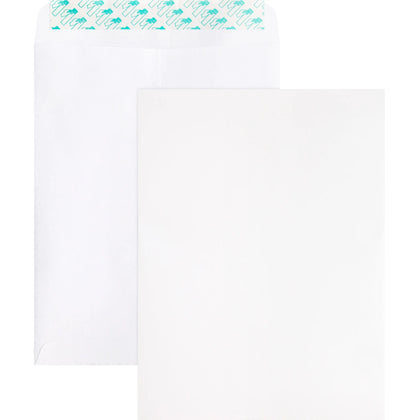 Business Source Self Sealing Catalog Envelopes - 9x12 - 28 lb - White - 100/Box - Large Format