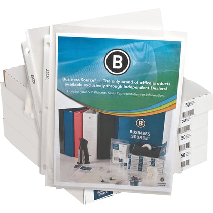 Business Source Sheet Protectors: Letter Size Top Loading Clear Polypropylene - 50/Pack - Protectors