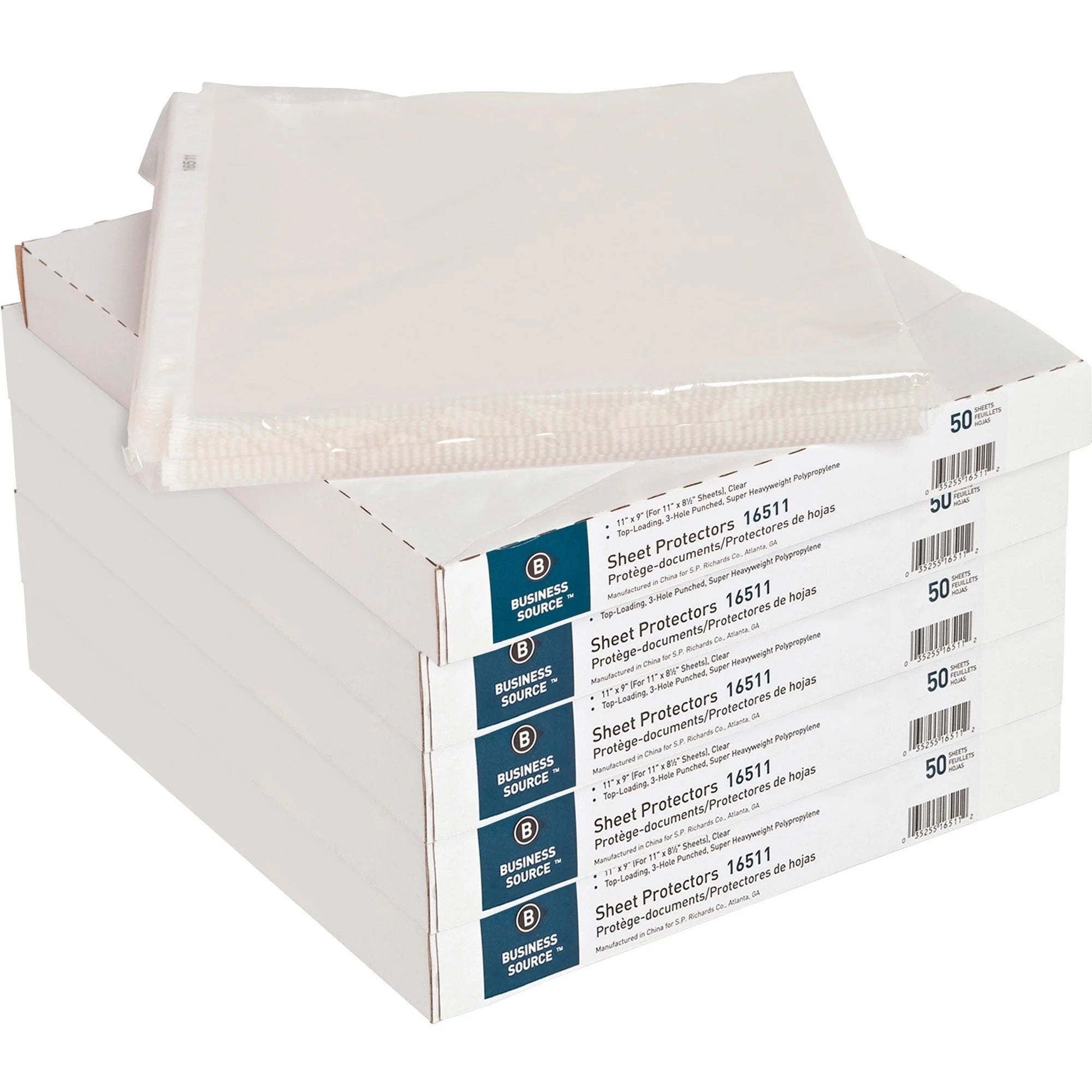 Business Source Sheet Protectors: Letter Size Top Loading Clear Polypropylene - 50/Box - Protectors
