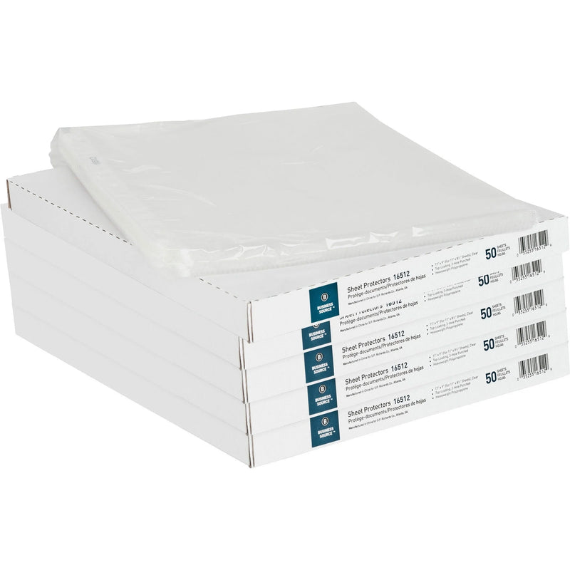Business Source Sheet Protectors: Letter Size Top Loading Clear Polypropylene - 50/Box - Protectors