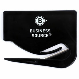 Business Source Slide Letter Opener: Handheld Black - Comfortable & Compact - Mailroom Equipment Supplies