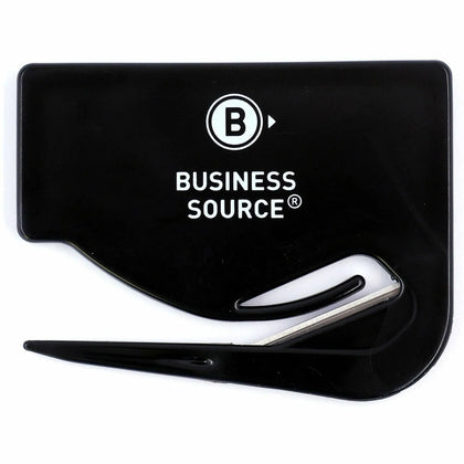 Business Source Slide Letter Opener: Handheld Black - Comfortable & Compact - Mailroom Equipment Supplies