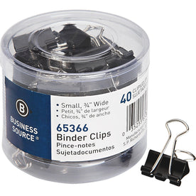 Business Source Small Binder Clips - Black - 40/Pack - Paper Project Document - Bulldog