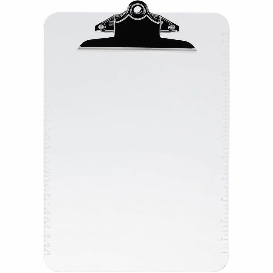 Business Source Spring Clip Plastic Clipboard - Front