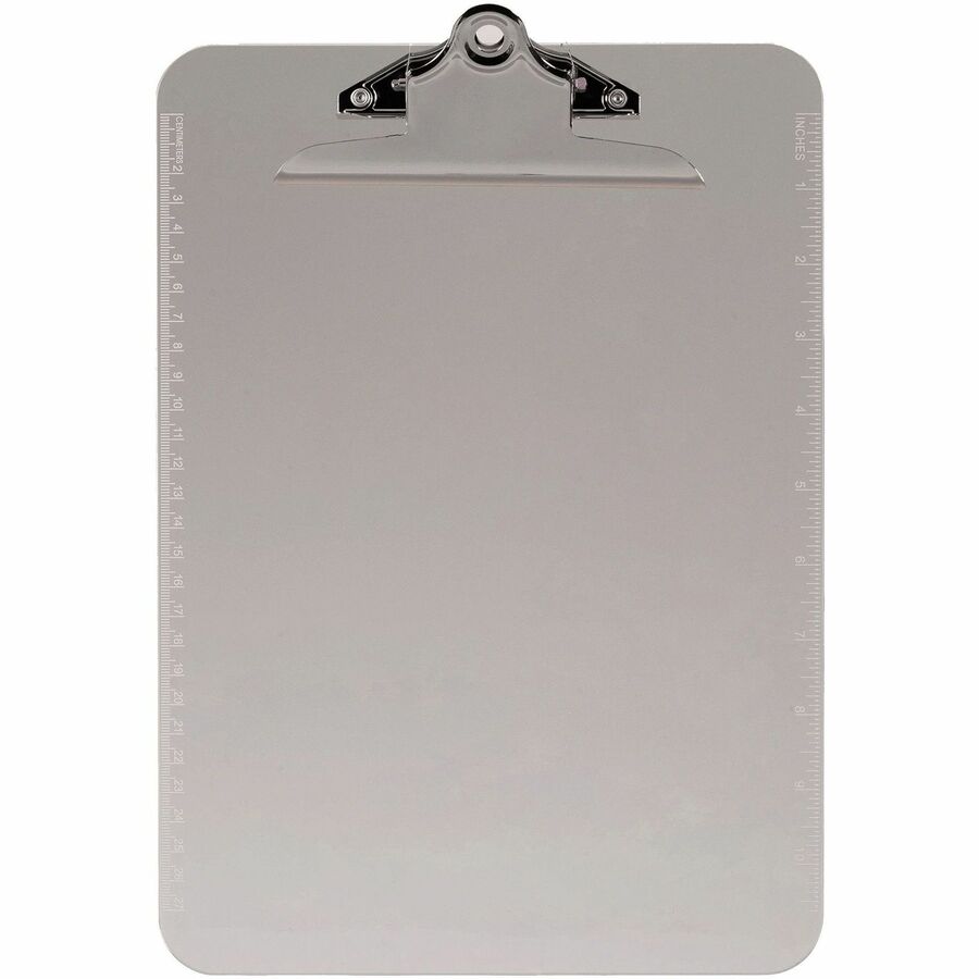 Business Source Spring Clip Plastic Clipboard - Front