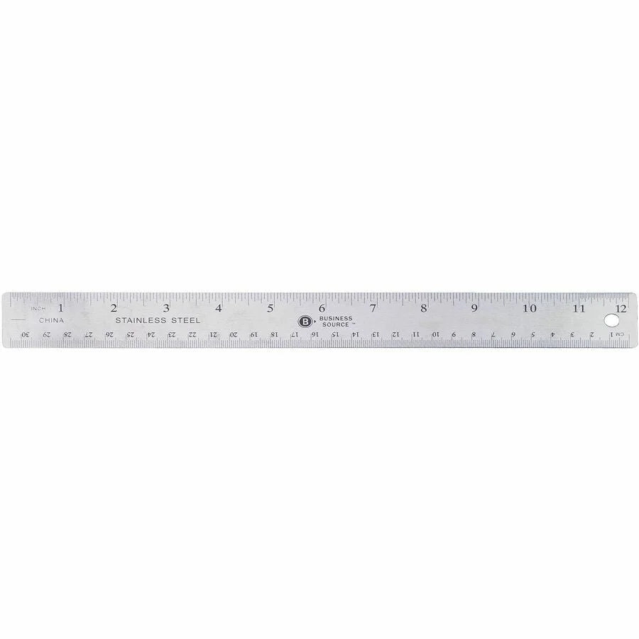 Business Source Stainless Steel Ruler - 12’’ Length - Metric Graduations - Rulers