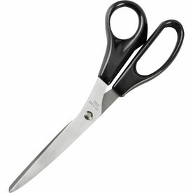 Business Source Stainless Steel Scissors - 8’’ Bent-right - Black