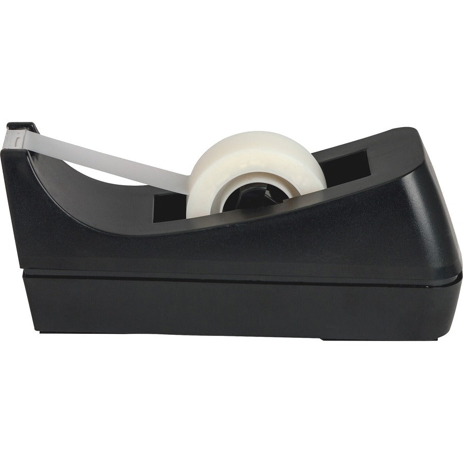 Business Source Standard Desktop Tape Dispenser - 1’’ Core - Non-skid Base - Plastic - Black - 1 Each - Dispensers