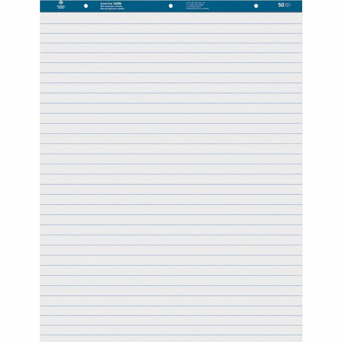 Business Source Standard Ruled Easel Pad - 50 Sheets - 27’’ x 34’’ - White Paper - Pads