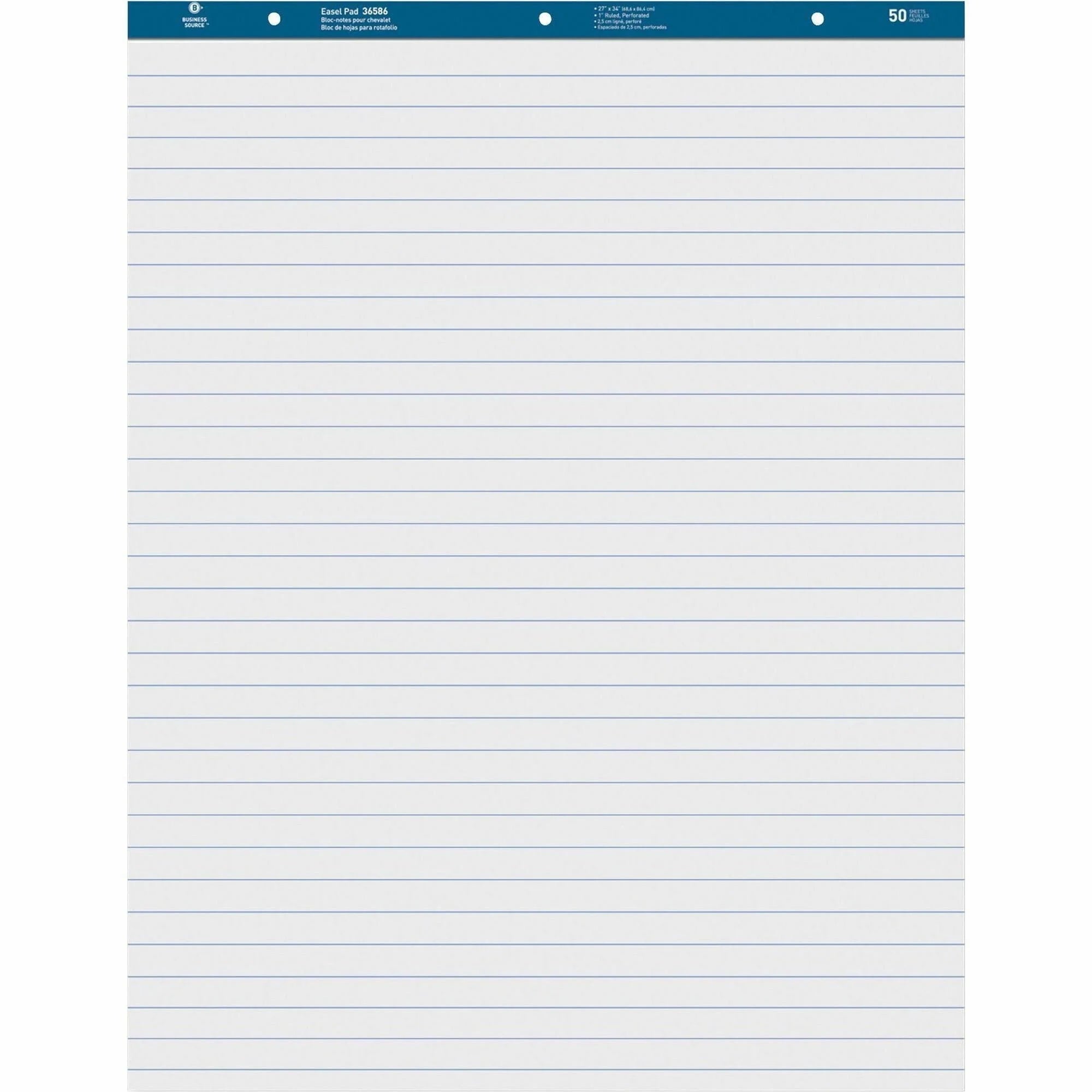 Business Source Standard Ruled Easel Pad - 50 Sheets - 27’’ x 34’’ - White Paper - Pads
