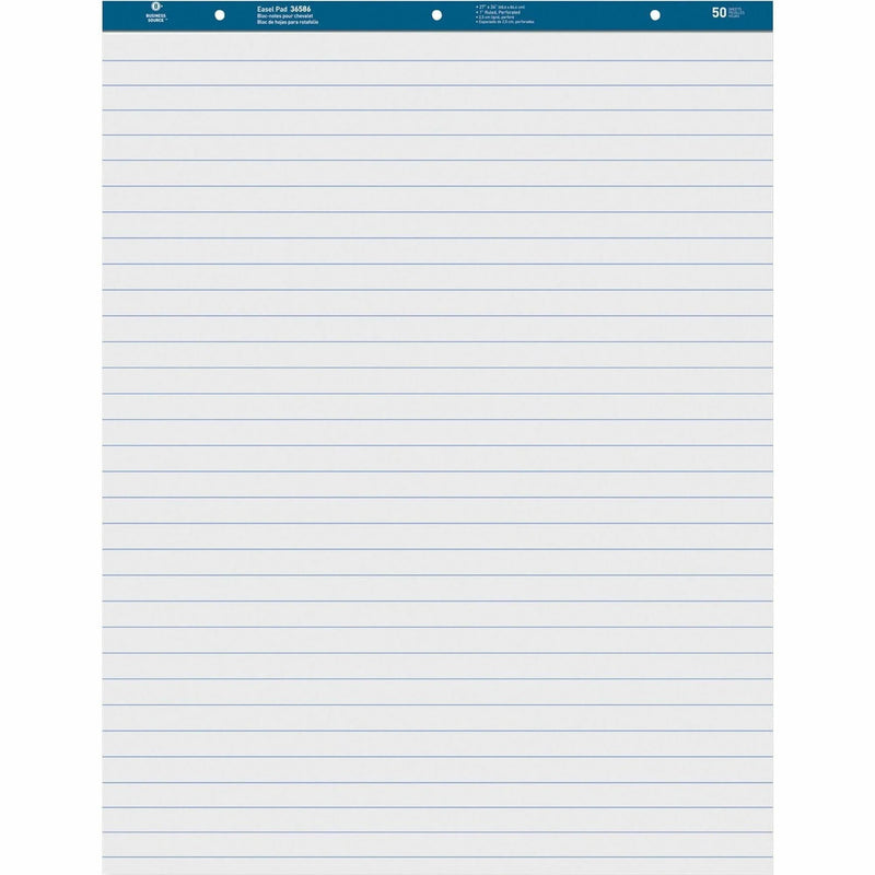 Business Source Standard Ruled Easel Pad - 50 Sheets - 27’’ x 34’’ - White Paper - Pads