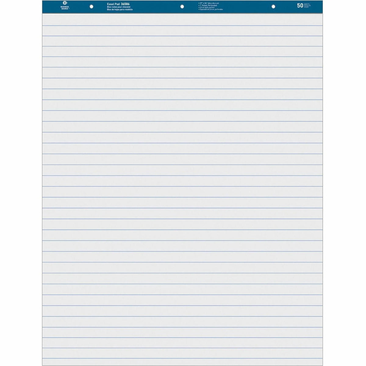Business Source Standard Ruled Easel Pad - 50 Sheets - 27’’ x 34’’ - White Paper - Pads