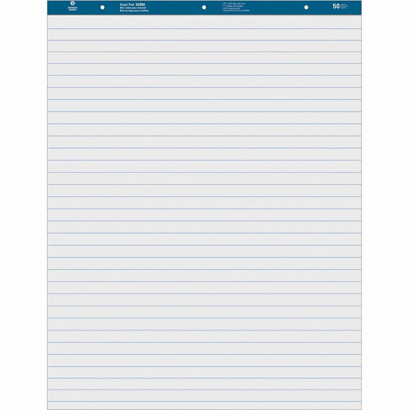 Business Source Standard Ruled Easel Pad - 50 Sheets - 27’’ x 34’’ - White Paper - Pads