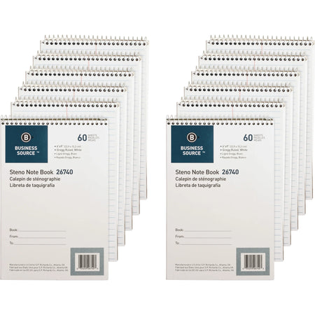 Business Source Steno Notebook - 60 Sheets - Wire Bound - Gregg Ruled Margin - 15 lb Basis Weight - 6’’ x 9’’ Sheet