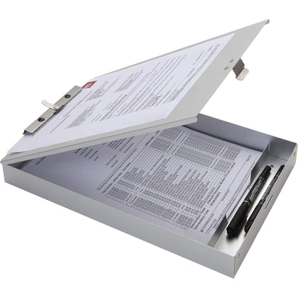 Business Source Storage Clipboard: Store up to 50 Documents - 8 1/2’’ x 11’’ - Silver - Clipboards