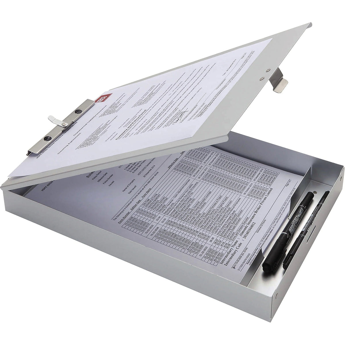 Business Source Storage Clipboard: Store up to 50 Documents - 8 1/2’’ x 11’’ - Silver - Clipboards