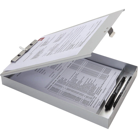 Business Source Storage Clipboard: Store up to 50 Documents - 8 1/2’’ x 11’’ - Silver - Clipboards