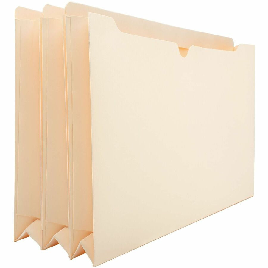 Business Source Straight Tab Cut Legal Recycled File Pocket - 8 1/2’’ x 14’’ - 2’’ Expansion - 11 pt. - Manila - Filing