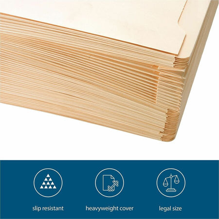 Business Source Straight Tab Cut Legal Recycled File Pocket - 8 1/2’’ x 14’’ - 2’’ Expansion - 11 pt. - Manila - Filing